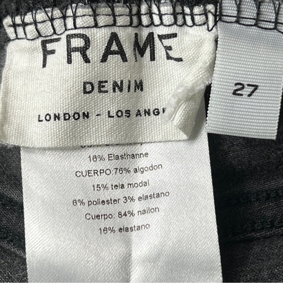 Frame Denim Burton Blvd Gray Maternity Skinny Jeans Stretch Panel Black Wash - Picture 6 of 9